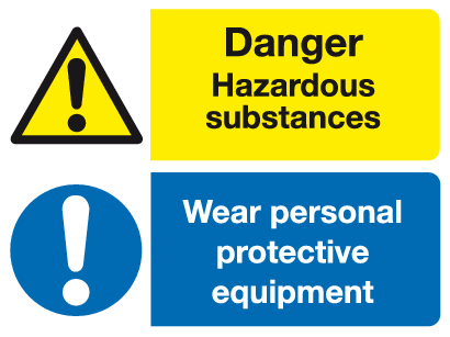 Danger Hazardous substances Wear personal protective equipment sign MJN Safety Signs Ltd