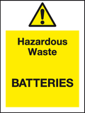 Hazardous waste Batteries sign MJN Safety Signs Ltd