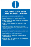 Health and safety notice Use of pillar drill machine sign MJN Safety Signs Ltd