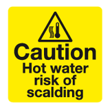 Caution Hot water risk of scalding sign MJN Safety Signs Ltd