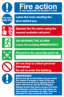 100 Hotel / Guest House fire action sign MJN Safety Signs Ltd