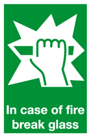 In case of fire break glass sign MJN Safety Signs Ltd