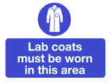 Lab coats must be worn in this area sign MJN Safety Signs Ltd