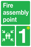 Metal flat fix / Post fixing signs Fire assembly point with number MJN Safety Signs Ltd