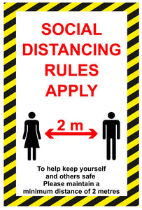 Social distancing rules apply sign MJN