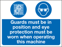 Guards must be in position and eye protection sign MJN Safety Signs Ltd
