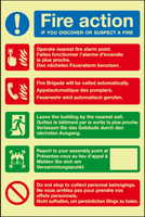 Multi-lingual Fire action sign 1-5 MJN Safety Signs Ltd
