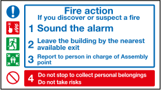 Fire action horizontal ID sign MJN Safety Signs Ltd
