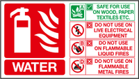 Water Extinguisher horizontal ID sign MJN Safety Signs Ltd