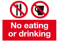 No eating or drinking sign MJN Safety Signs Ltd
