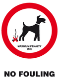 No fouling maximum penalty £500 sign MJN Safety Signs Ltd