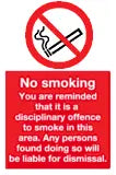 No smoking disciplinary offence sign MJN Safety Signs Ltd