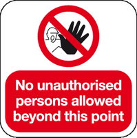 No unauthorised persons allowed beyond this point floor graphic sign MJN Safety Signs Ltd