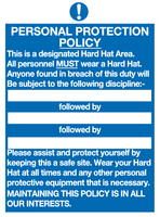 Personal protection policy sign MJN Safety Signs Ltd