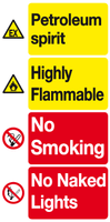 Petroleum spirit Highly Flammable sign MJN Safety Signs Ltd