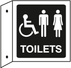Unisex Toilets Double sided projecting sign MJN Safety Signs Ltd