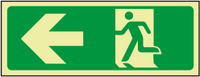 Exit left sign - no words - photoluminescent sign MJN Safety Signs Ltd
