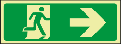 Exit right sign - no words - photoluminescent sign MJN Safety Signs Ltd