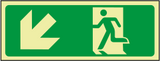 Exit down left sign - no words - photoluminescent sign MJN Safety Signs Ltd