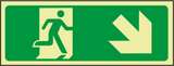 Exit down right sign - no words - photoluminescent sign MJN Safety Signs Ltd