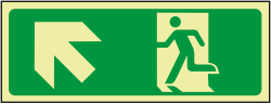 Exit diagonal left sign - no words - photoluminescent sign MJN Safety Signs Ltd