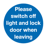 Please switch off light and lock door when leaving sign MJN Safety Signs Ltd