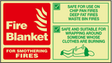 Fire blanket photoluminescent horizontal ID sign MJN Safety Signs Ltd
