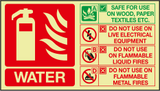 Water Extinguisher photoluminescent horizontal ID sign MJN Safety Signs Ltd