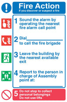 Fire action 1-5 pictorial sign MJN Safety Signs Ltd