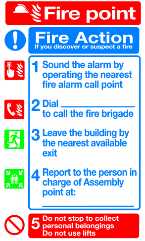 Fire Rally Point Sign Fire action Fire Point sign | UK safety signs supplier – MJN Safety ...