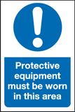 Protective equipment must be worn in this area sign MJN Safety Signs Ltd