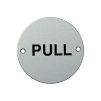 Pull Polished Aluminium door sign MJN