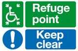 Refuge point Keep Clear sign MJN Safety Signs Ltd