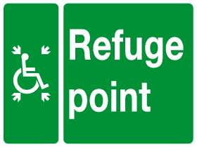 Refuge point sign with symbol MJN Safety Signs Ltd