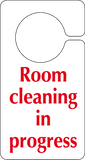 Room cleaning in progress Hook on the door sign MJN Safety Signs Ltd