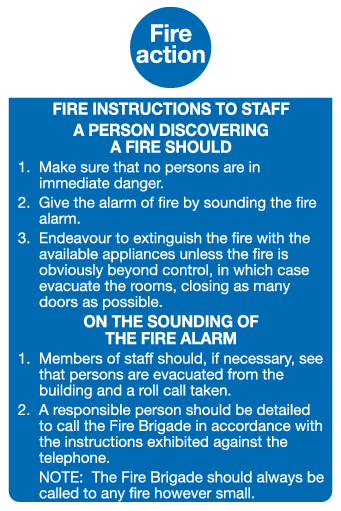 Fire Action staff sign MJN Safety Signs Ltd