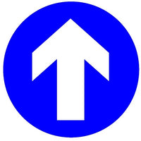 Blue arrow floor graphic sign MJN