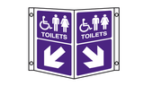 Unisex and disabled toilets directional projecting sign MJN Safety Signs Ltd