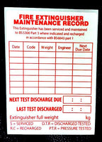 Fire extinguisher maintenance labels x 10, 50,100, 500, 1000 MJN
