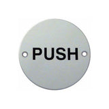 Push Polished Aluminium door sign MJN