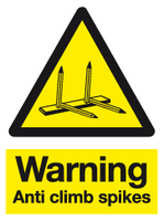 Warning Anti-climb spikes sign MJN Safety Signs Ltd