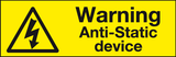 Warning Anti-Static device labels (pack of 10 labels) MJN Safety Signs Ltd