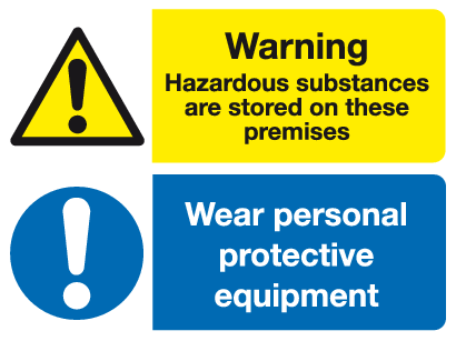 Warning Hazardous Substances stored on these premises Wear PPE MJN Safety Signs Ltd