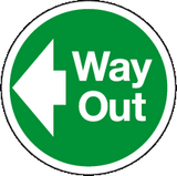 Way Out left floor graphic sign MJN Safety Signs Ltd