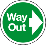 Way Out right floor graphic sign MJN Safety Signs Ltd
