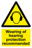 Wearing of hearing protection recommended sign MJN Safety Signs Ltd