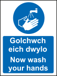 Golchwch eich dwylo welsh sign MJN Safety Signs Ltd
