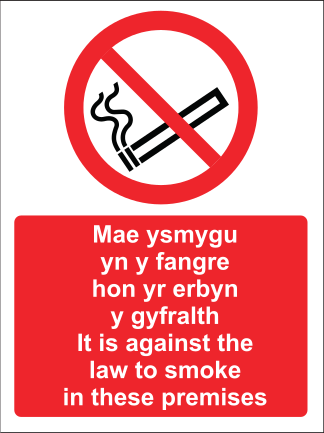 Welsh and english no smoking in these premises sign MJN Safety Signs Ltd